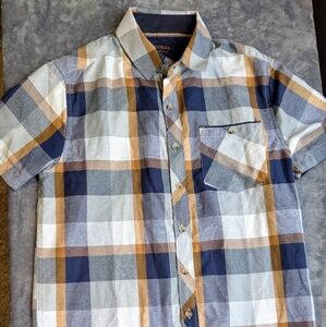 Nomad Boy’s Buffalo Mustard Classic Plaid Short-Sleeve Botton-Up Shirt size 8